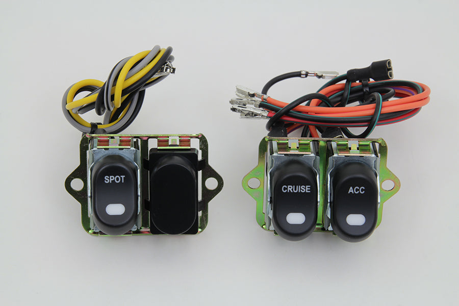 Volt Tech 32-7018 Rocker Style LED Fairing Switch Kit, Black, Part 63518