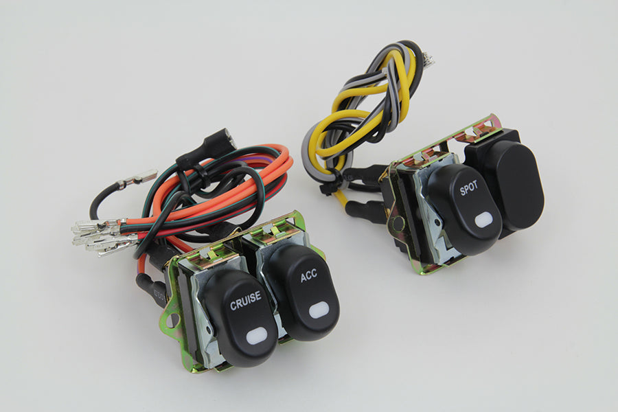 Volt Tech 32-7018 Rocker Style LED Fairing Switch Kit, Black, Part 63518