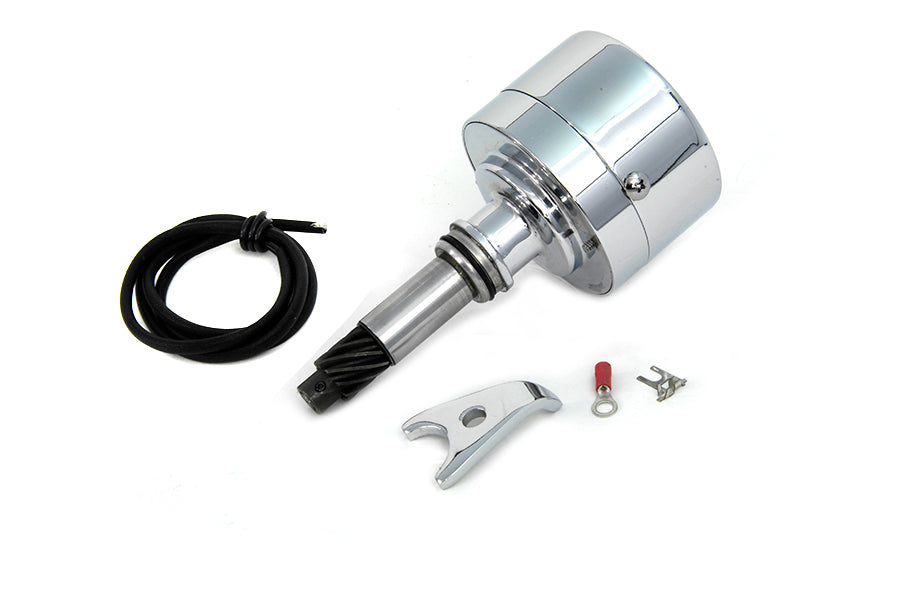 Volt Tech 17055 XL chrome auto advance distributor assembly with side valve connection