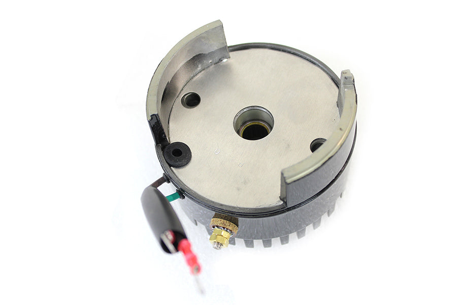 Cycle Electric CE-540 black 12 volt regulator end cover viewed from the front