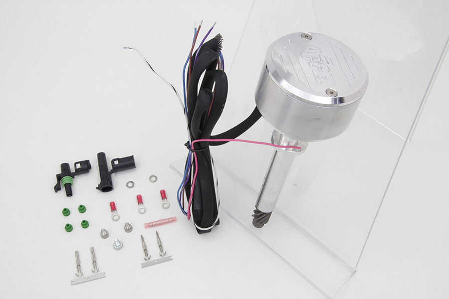 Accel A557 electronic advance distributor, automotive electrical component with black cap and red wires