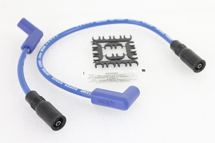 Accel 8mm stainless steel spiral core ignition wire set in blue, model 171097-B