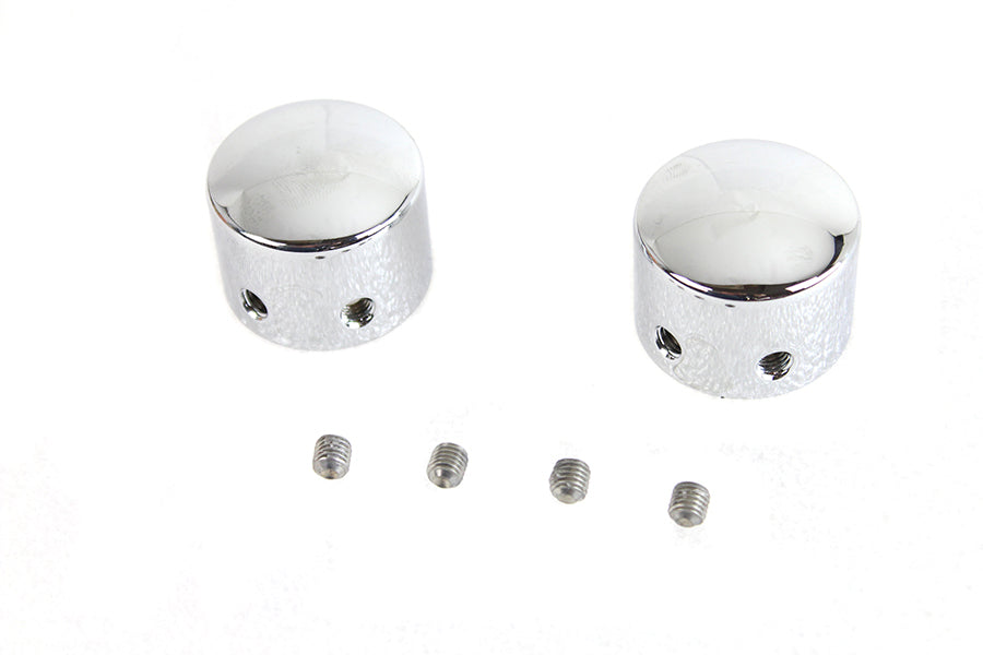 Colony 3274-2 chrome plated domed front axle cover set for motorcycle wheel and tire assembly