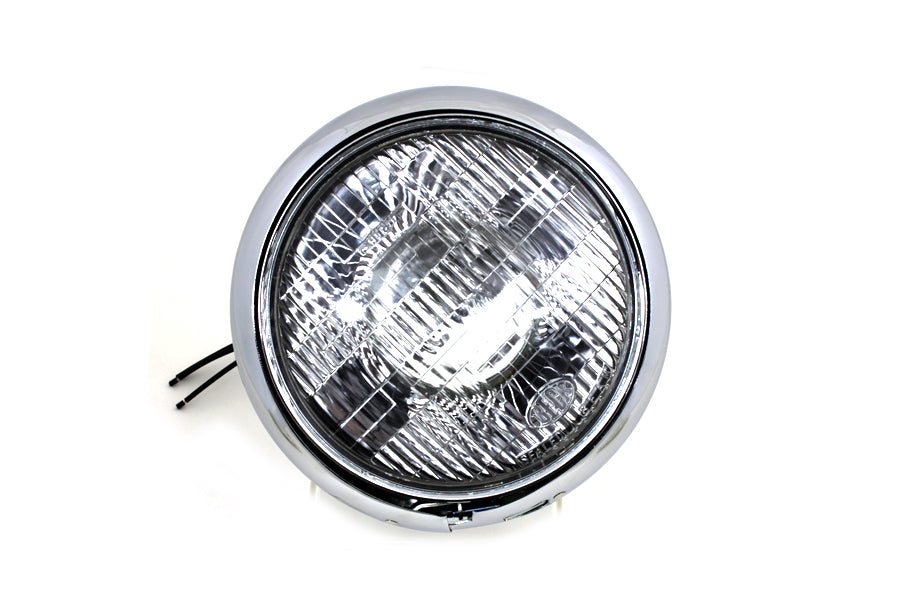 Wyatt Gatling B-5517 chrome replica 7-inch round 6-volt headlamp lighting product