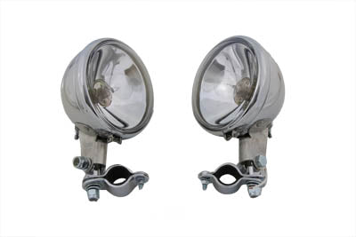 V-Twin 33-0038 Replica Chrome Guide Spotlamp Set, 6 Volt