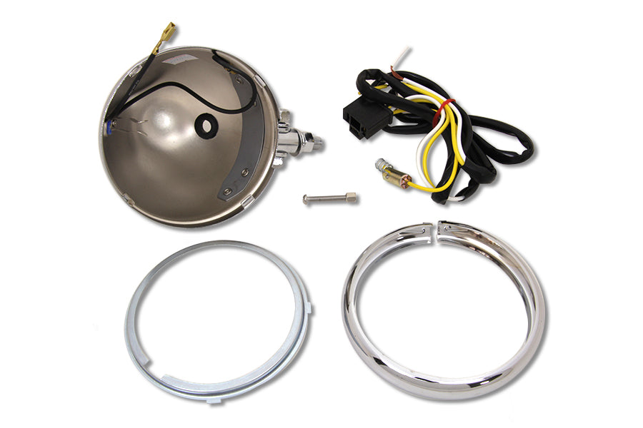 Wyatt Gatling 4-1/2-inch custom round headlamp shell, chrome lighting component