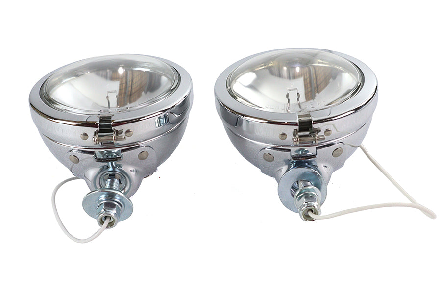 V-Twin 33-0095 Replica Chrome Guide Spotlamp Set, 12 Volt