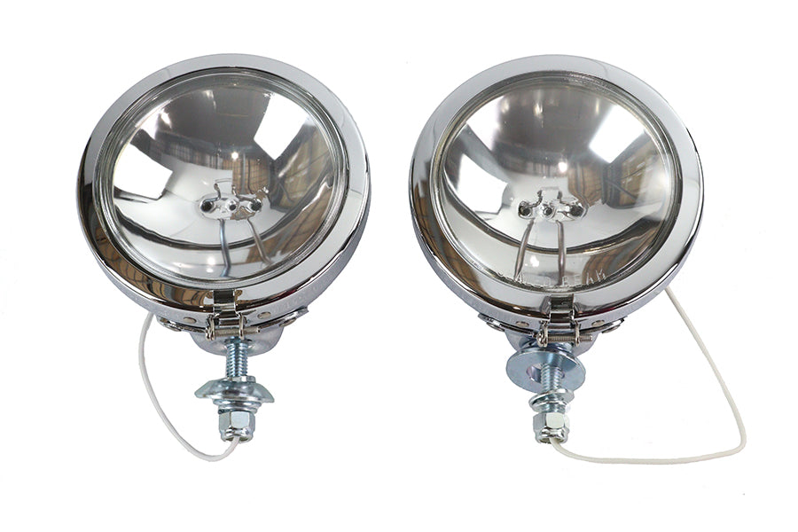 V-Twin 33-0095 Replica Chrome Guide Spotlamp Set, 12 Volt