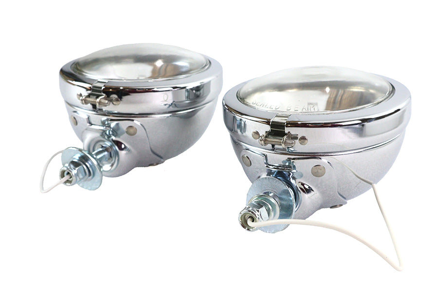 V-Twin 33-0095 Replica Chrome Guide Spotlamp Set, 12 Volt