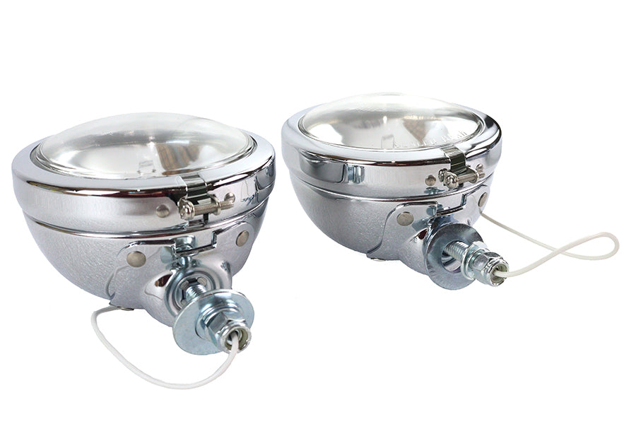 V-Twin 33-0095 Replica Chrome Guide Spotlamp Set, 12 Volt