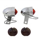 V-Twin chrome bullet marker lamp set with red lenses for motorcycle lighting
