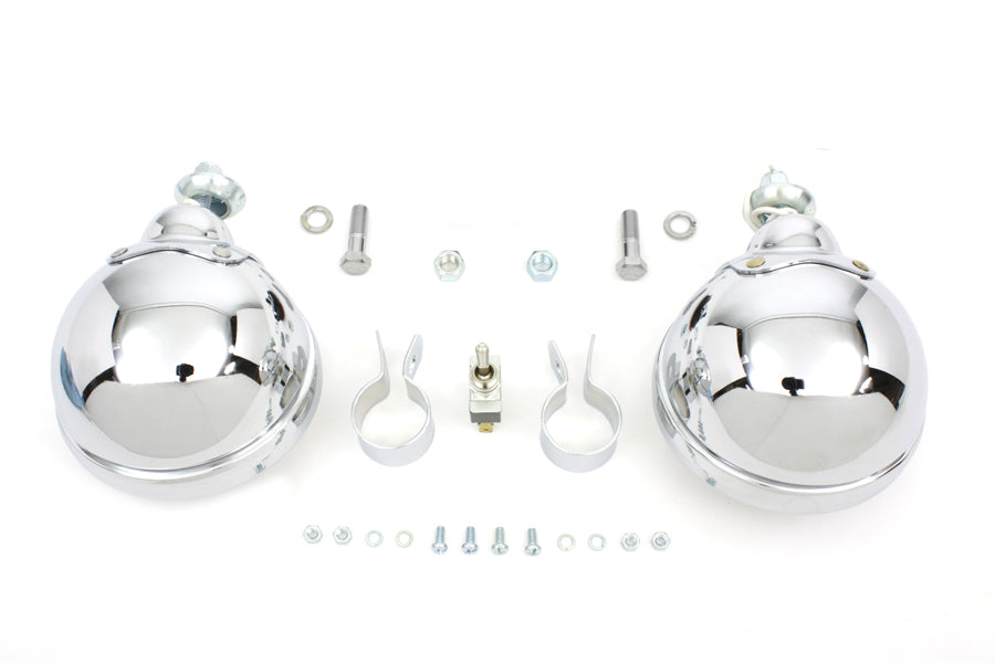 V-Twin 12-volt 4-1/2-inch chrome spotlamp kit, model 33-0175