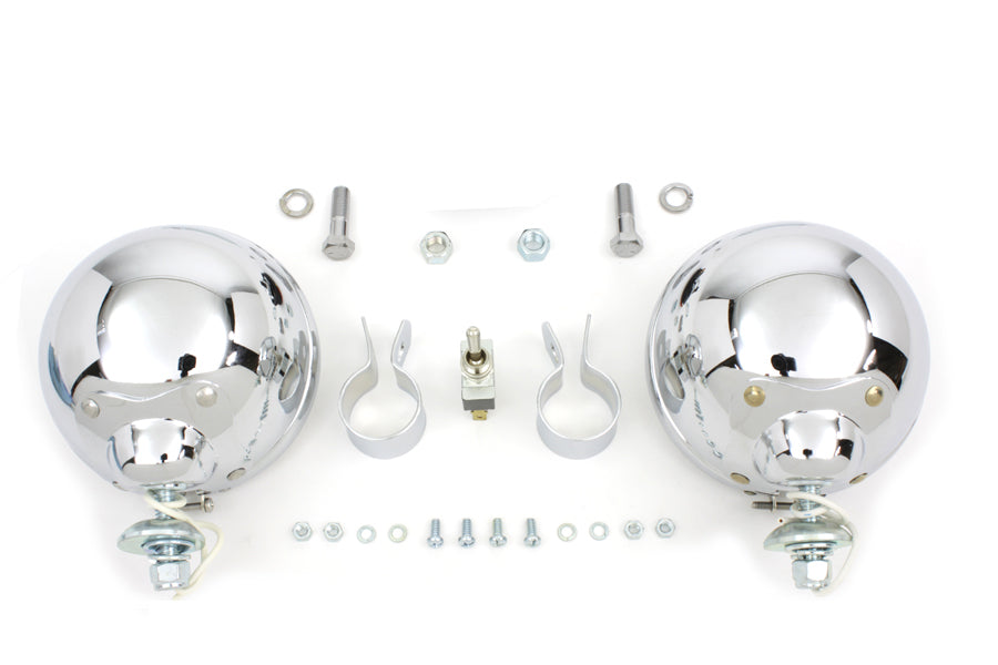 V-Twin 12-volt 4-1/2-inch chrome spotlamp kit, model 33-0175