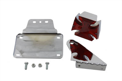 V-Twin Chrome Maltese-style tail lamp kit with mounting bracket for motorcycle lighting
