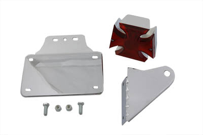 V-Twin chrome Maltese-style tail lamp kit with mounting bracket for motorcycle lighting