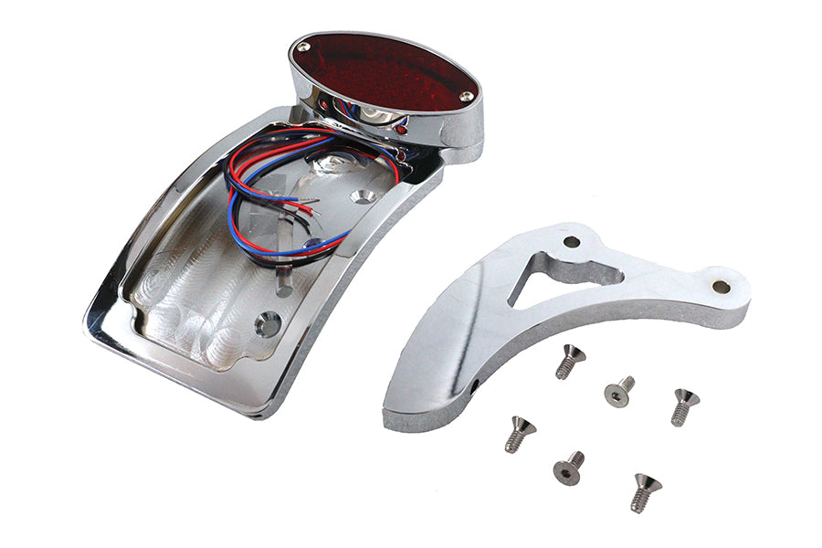 V-Twin 33-0690 chrome curved cateye-style tail lamp kit for motorcycle lighting