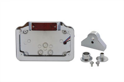 V-Twin 33-0723 Chrome Billet Mini Rectangular LED Lamp with Side-Mount Horizontal Plate Frame