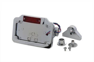 V-Twin 33-0723 Chrome Billet Mini Rectangular LED Lamp with Side-Mount Horizontal Plate Frame