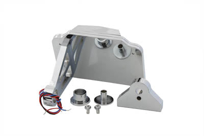 V-Twin 33-0723 Chrome Billet Mini Rectangular LED Lamp with Side-Mount Horizontal Plate Frame
