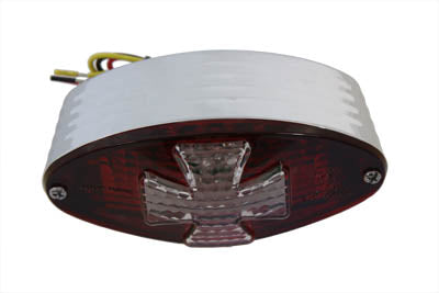 Wyatt Gatling 12-0414RC Oval Tail Lamp with Maltese Inset, Red