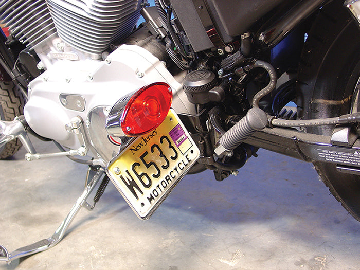 V-Twin Chrome Cateye Tail Lamp Kit, horizontal mount for motorcycle lighting