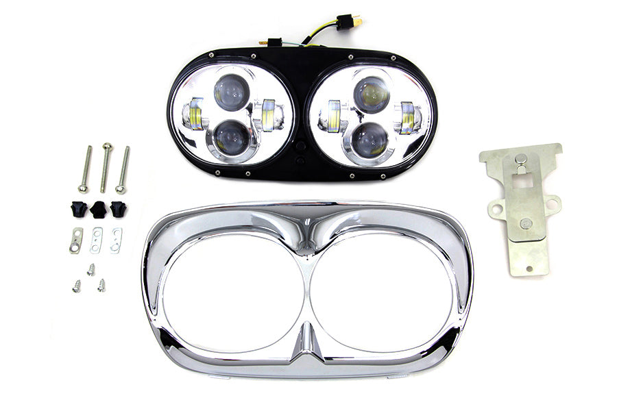 Wyatt Gatling 33-1100 Chrome Dual LED Headlamp Unit, Part Number 67700109 CH/CH