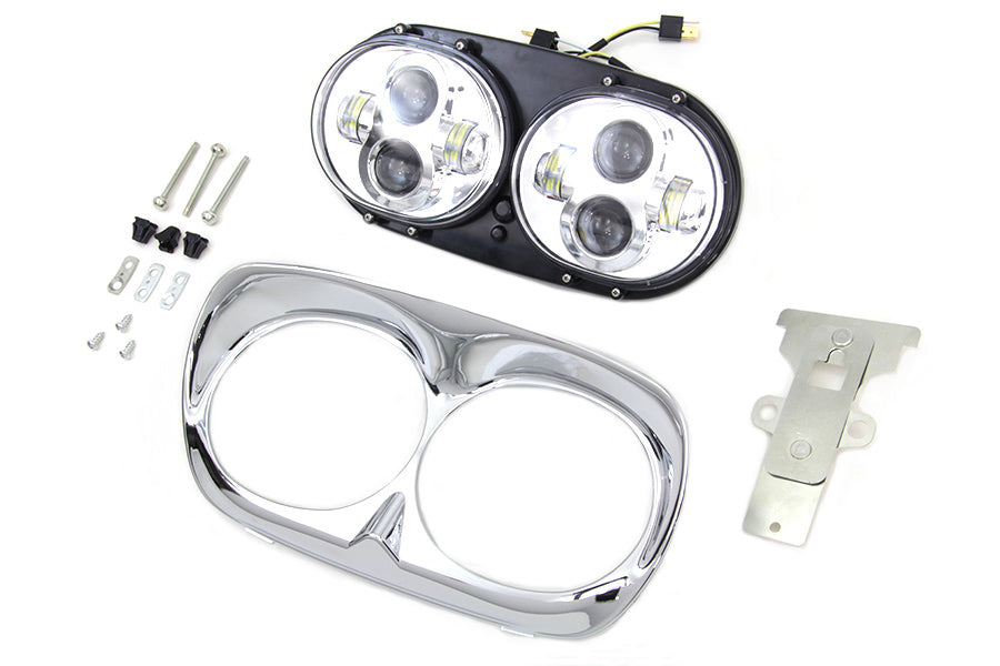 Wyatt Gatling 33-1100 Chrome Dual LED Headlamp Unit, Part Number 67700109 CH/CH