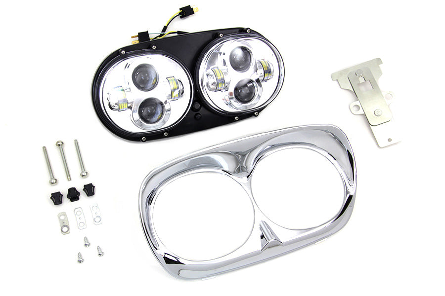 Wyatt Gatling 33-1100 Chrome Dual LED Headlamp Unit, Part Number 67700109 CH/CH