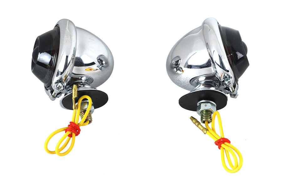 Wyatt Gatling 77389S Chrome Bullet Turn Signal Set with Smoked Lens