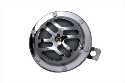 Wyatt Gatling 76476 round 12-volt chrome horn, 4-inch automotive horn close-up
