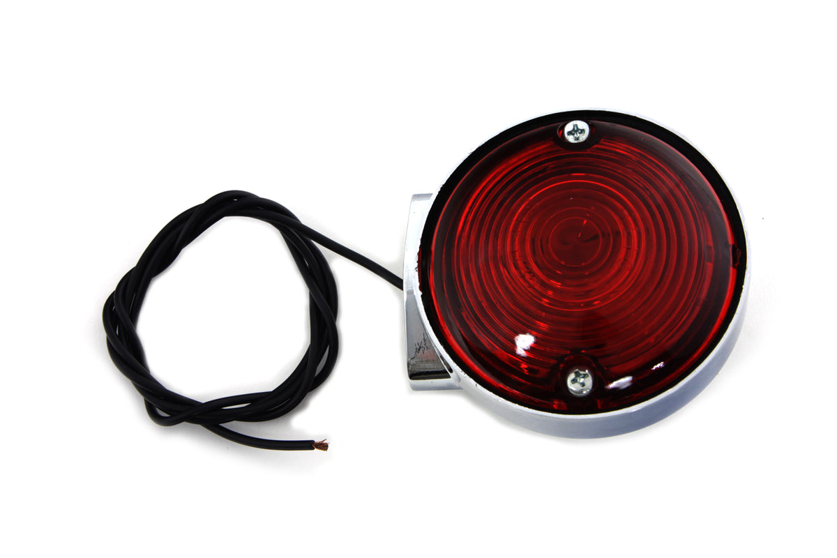 Wyatt Gatling 12-6029DRA chrome turn signal with red lens for front or rear motorcycle lighting