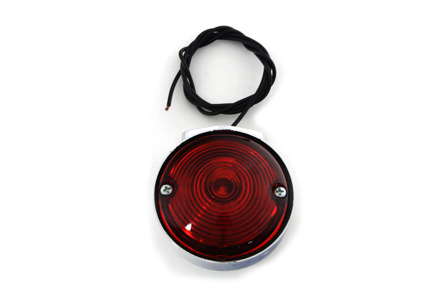 Wyatt Gatling Chrome Turn Signal with Red Lens, Front or Rear Motorcycle Lighting
