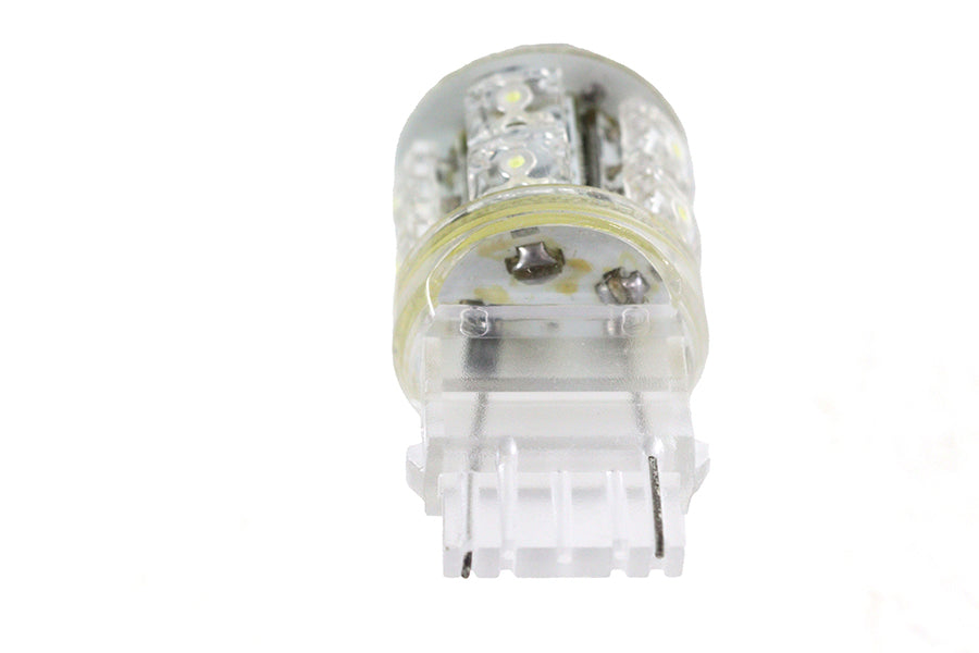 Wyatt Gatling AS-42SWLED Super Flux LED wedge-style bulb in white beside packaging