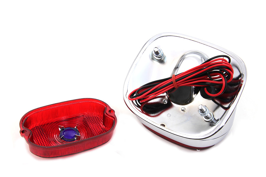 V-Twin 33-1435 chrome oval tail lamp assembly for motorcycle rear lighting
