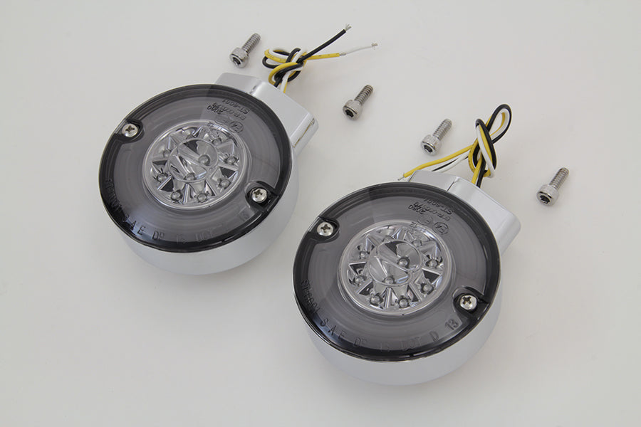 Wyatt Gatling chrome LED turn signal set for front motorcycle lighting setup
