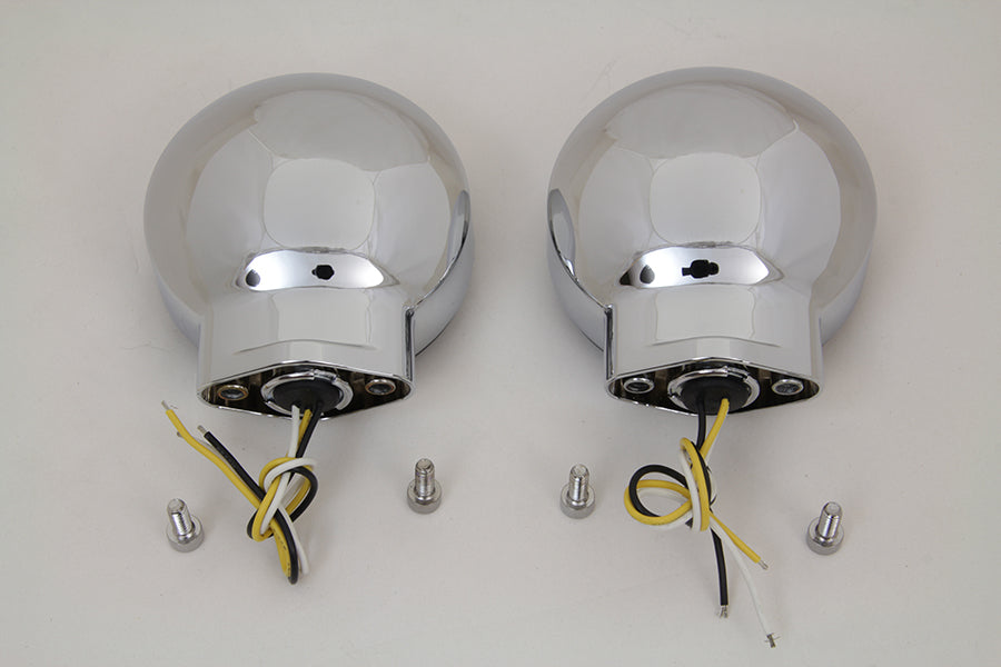 Wyatt Gatling chrome LED front turn signal set for motorcycles, model 12-6030SFQE