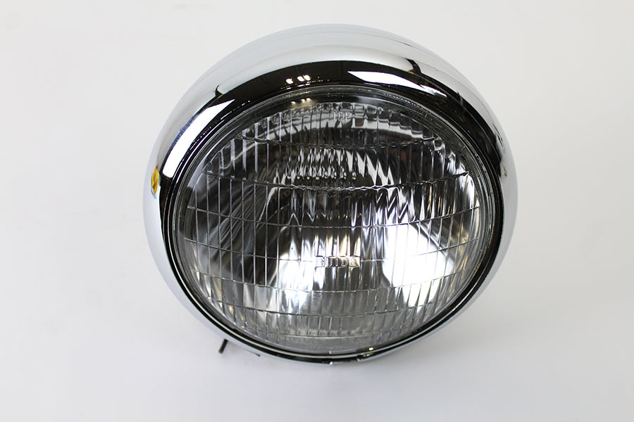 V-Twin 33-1620 7-inch round 6-volt headlamp for motorcycle lighting