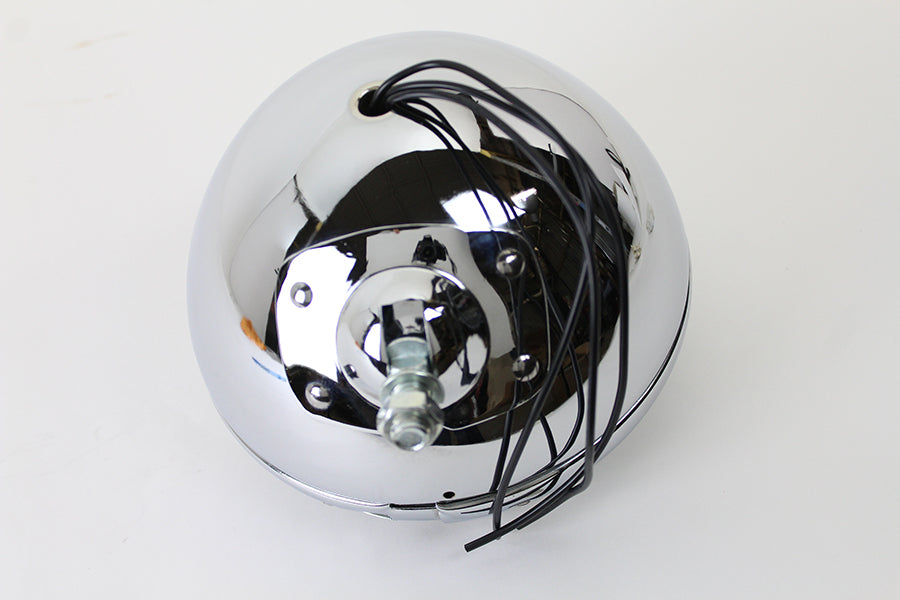 V-Twin 7-inch round headlamp, 6-volt lighting assembly shown from the front