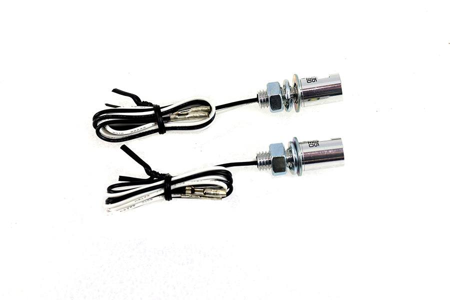 V-Twin Chrome Burdett license plate bolt set with LED lighting‑sealed lighting, two bolts visible
