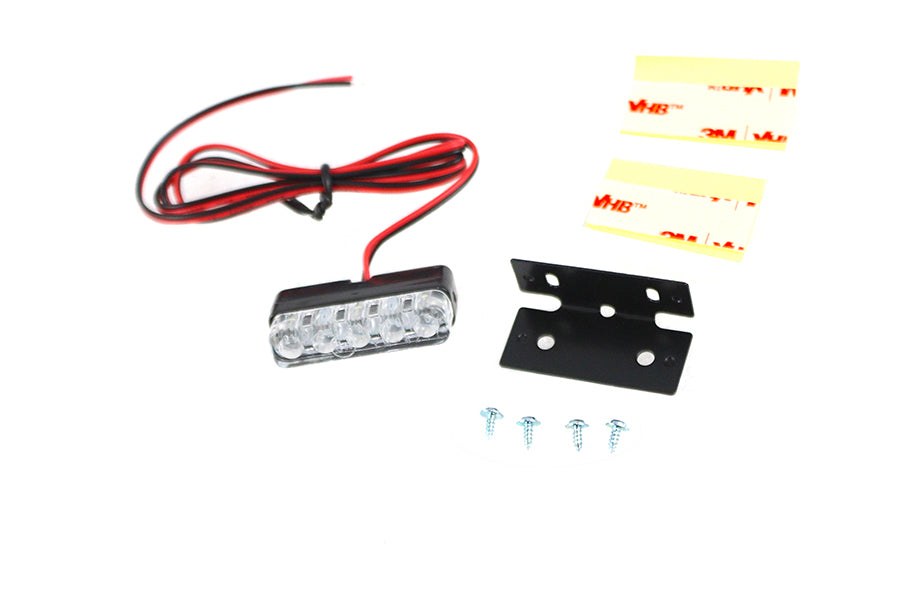 V-Twin 78695 license plate light, compact black motorcycle lighting assembly with mounting hardware