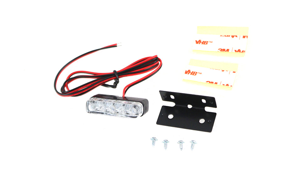 V-Twin 78695 license plate light for motorcycle lighting, compact black housing shown against a white background