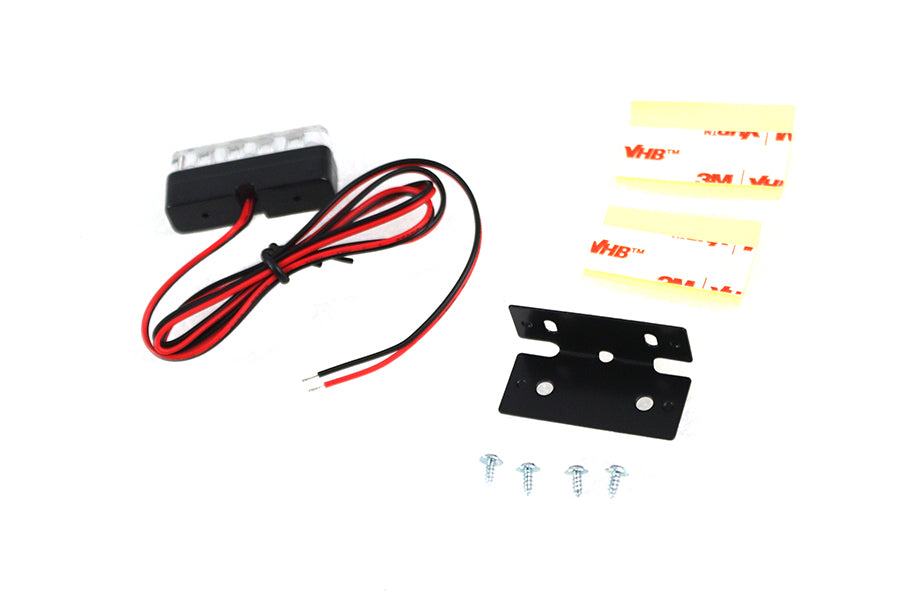 V-Twin 78695 license plate light for motorcycle lighting, compact black housing shown on a white background