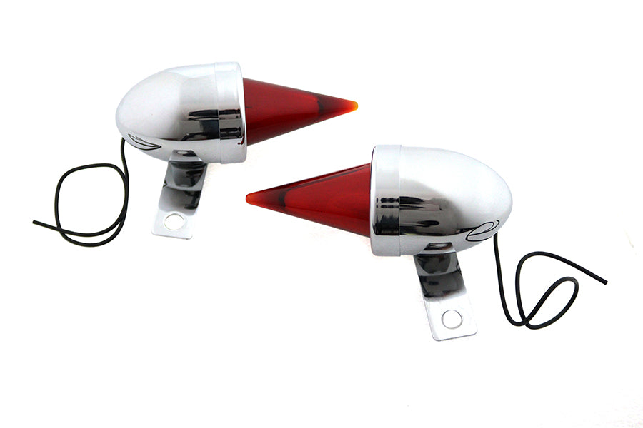 V-Twin Torpedo Bullet Lamp Set in chrome with mounting brackets, model 33-1705