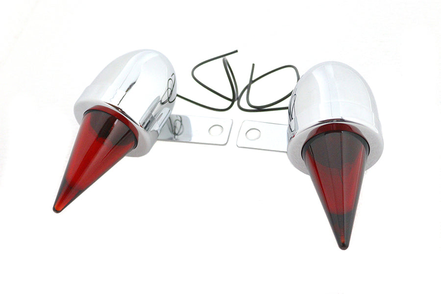 V-Twin 33-1705 chrome torpedo bullet lamp set with mounting brackets