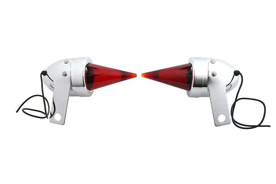 V-Twin 33-1705 chrome torpedo bullet lamp set with mounting brackets