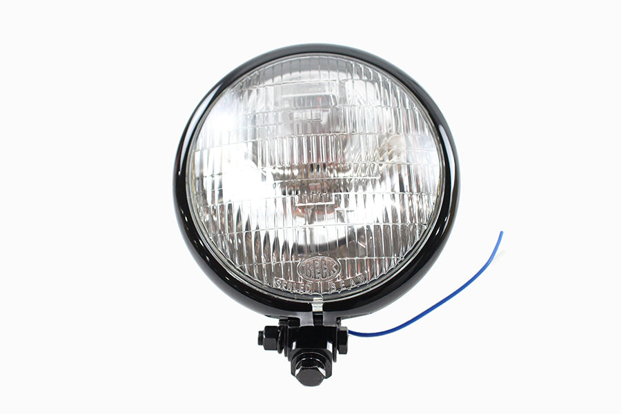 V-Twin 62017AB 5-3/4-Inch Round Headlamp Assembly, Black