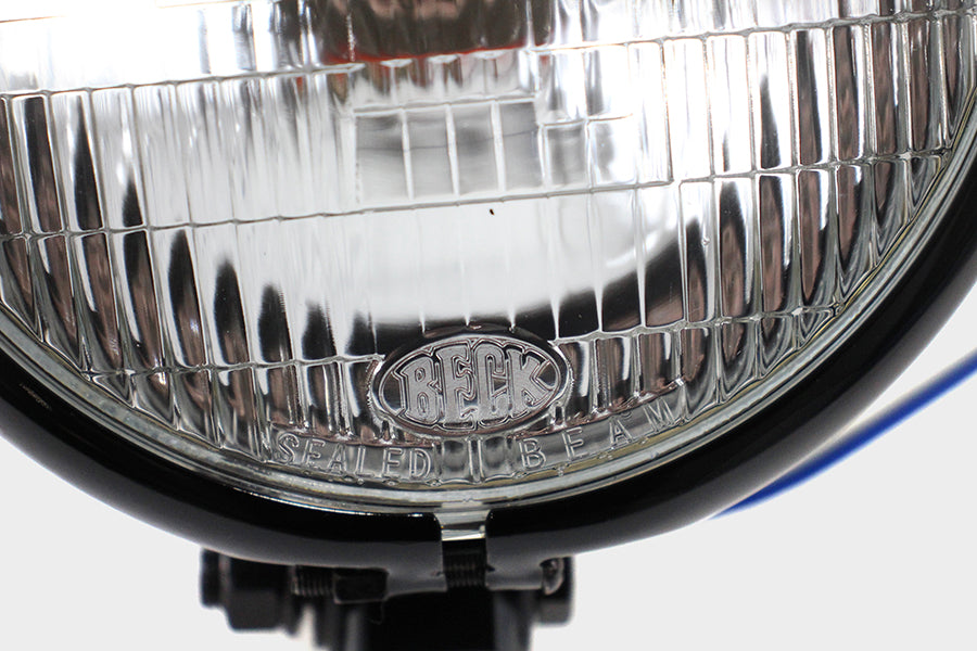V-Twin 62017AB 5-3/4-Inch Round Headlamp Assembly, Black