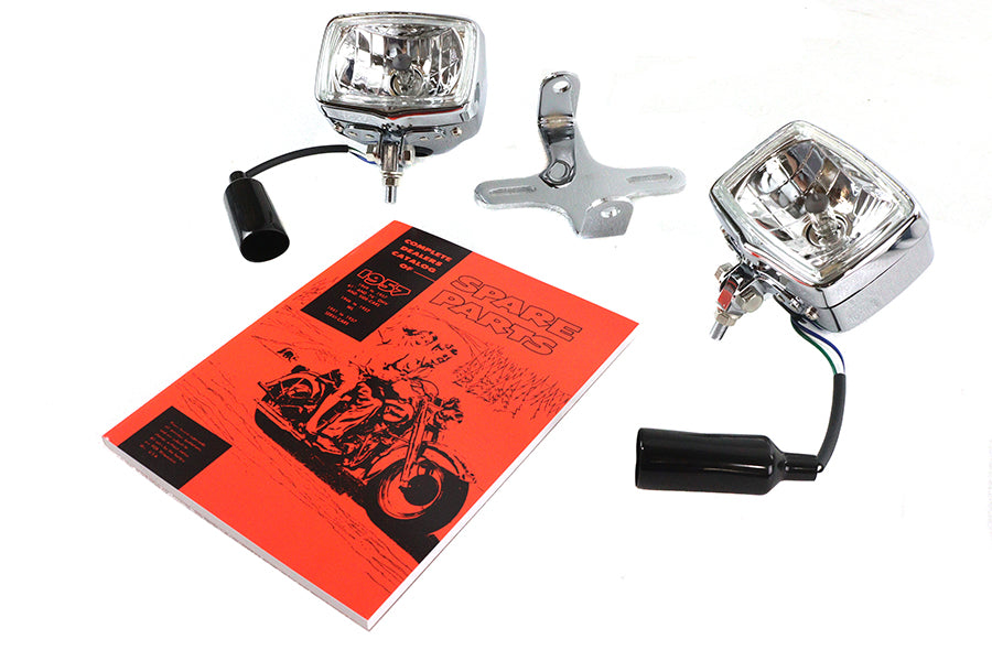 V-Twin 33-1749 dual rectangular headlamp kit in chrome finish
