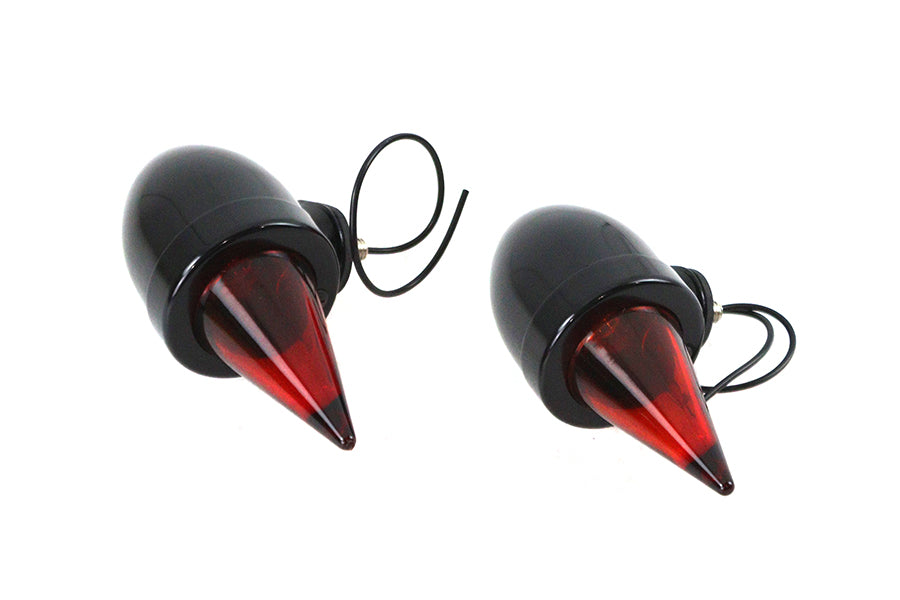 V-Twin 33-1774 black torpedo bullet lamp set for motorcycle lighting