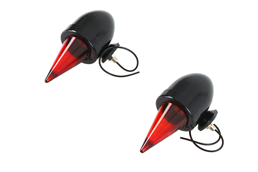 V-Twin 33-1774 black torpedo bullet lamp set for motorcycles